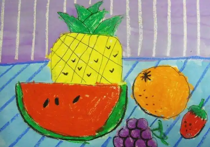 水果蜡笔画