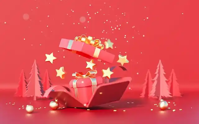 红色喜庆c4d立体礼物礼盒圣诞氛围插画背景感恩节