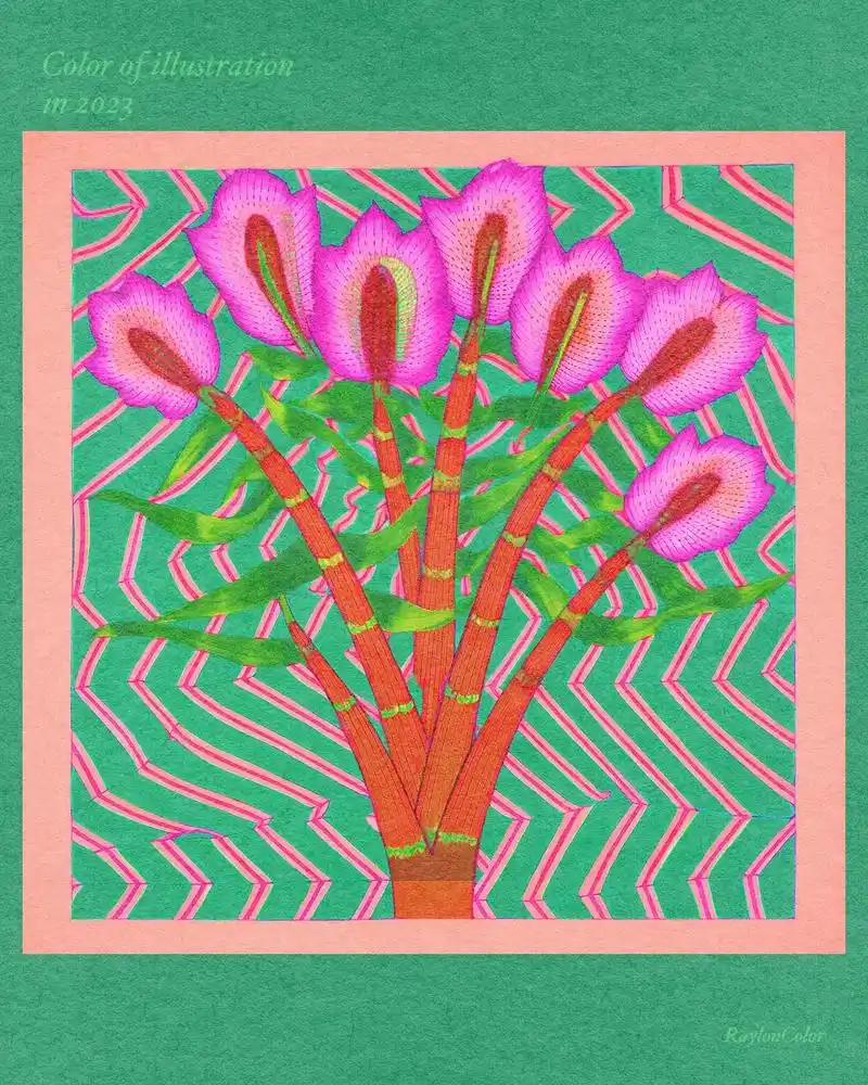 抽象花卉色彩构成,平面构成,插画.#色彩搭配  - 抖音