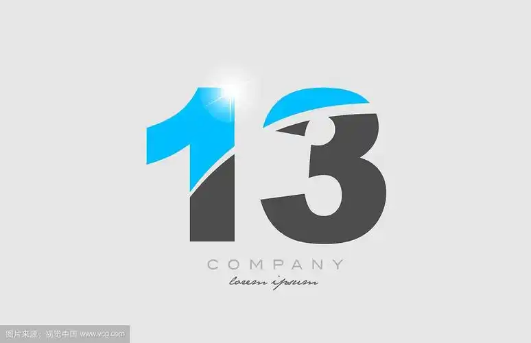 数字13在灰蓝色标志图标设计