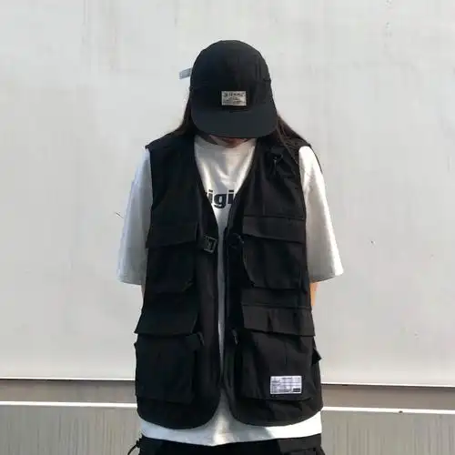 川川也 日系重工工装马甲夏男女宽松多口袋外搭外套机能叠穿马夹