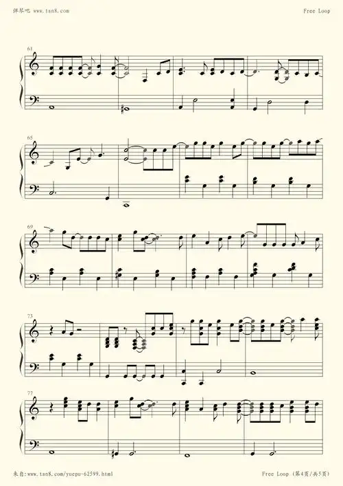钢琴谱:【钢琴块 2 等级歌曲】89 free loop