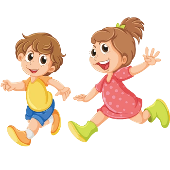 两个牵手小孩矢量