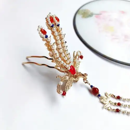 新品古之韵原创手工制作明制汉服头饰古风发簪古装配饰华丽凤凰钗