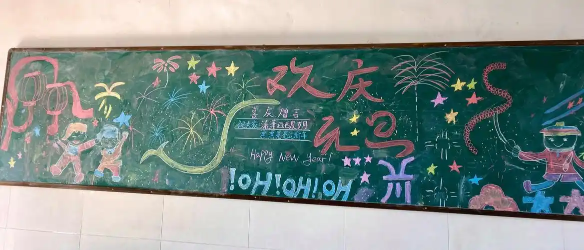 元旦黑板报版面设计图(元旦黑板板报设计图片大全)