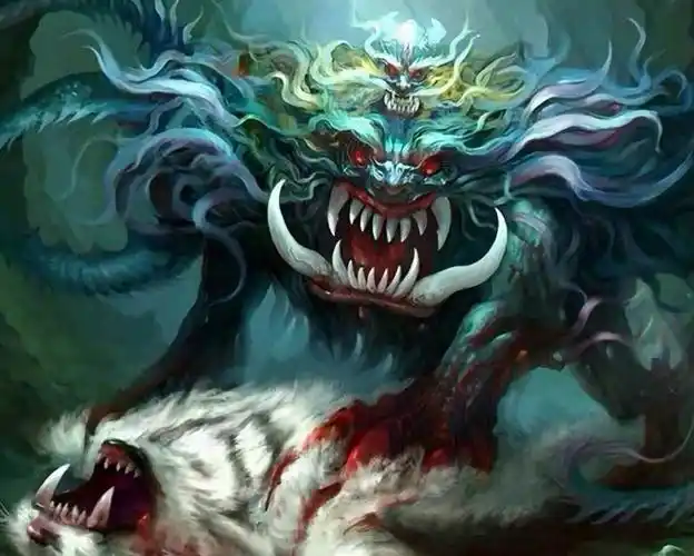 不知道这张图片是什么,有两个头的猛兽,可能是古代的某种奇珍异兽