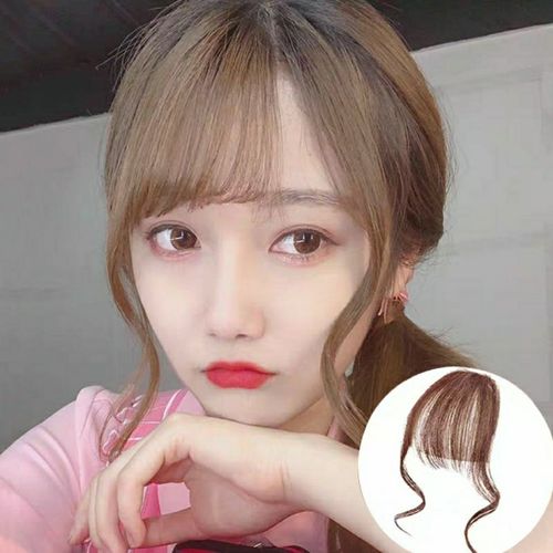 龙须空气刘海网红真发假发片女自然气质修脸两侧加长鬓角刘海假发
