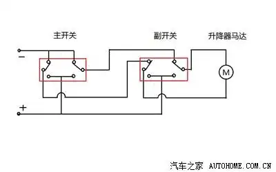 求分析普桑玻璃升降器开关线路