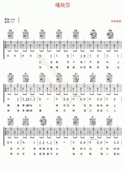 喀秋莎 吉他谱 -vanlepie-玩乐派