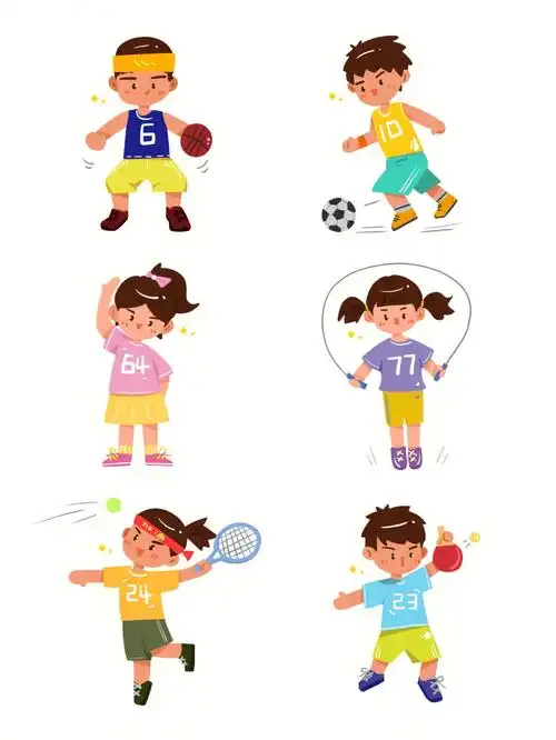 运动健身中的小学生ip形象78插画元素