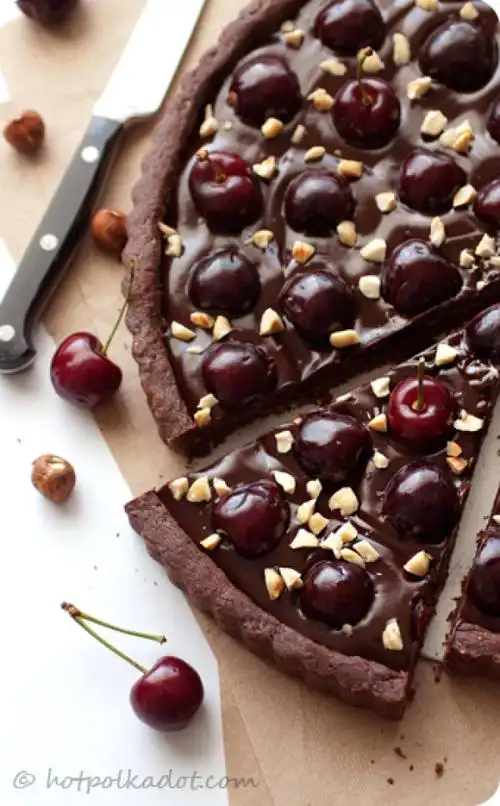 chocolate hazelnut cherry tart makes 1 12 inch tart