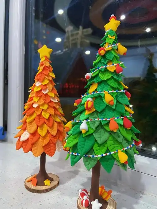圣诞树diy粘土手工