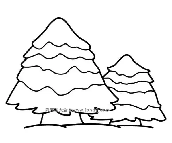 雪地里的松树_松树-简笔画大全