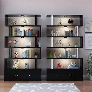 韩式灯箱手办灯泡双层工艺品客厅货架立式新款双开门灯带展示柜.