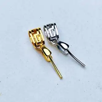 18k金重金加厚回纹扣大玉坠翡翠扣夹扣diy玉扣头通体k金大吊坠扣 18k