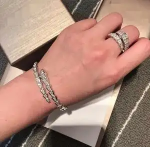 bvlgari 宝格丽 蛇手镯 白金 满钻 m码 二手 有盒