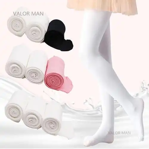 儿童舞蹈袜夏季加厚外穿纯棉三双装白色袜子宝宝打底裤女童连裤袜