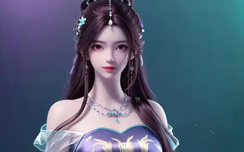 国漫女神4k高清壁纸:神秘紫色,叶倾仙性感坐姿展现妙曼身材