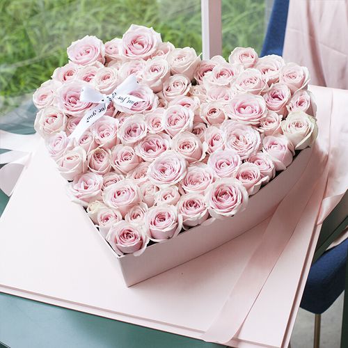 满味园鲜花速递同城配送粉玫瑰爱心型礼盒生日纪念日送女友老婆全国