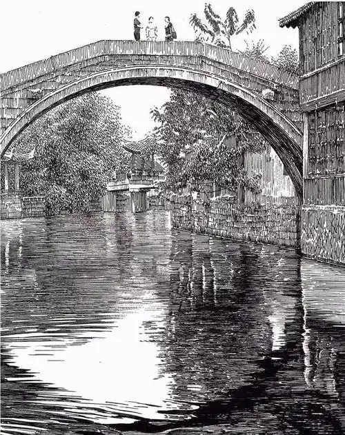 湖水▼水乡乌镇他的画最著名的对所画事物能做精细入微的刻画画面效果