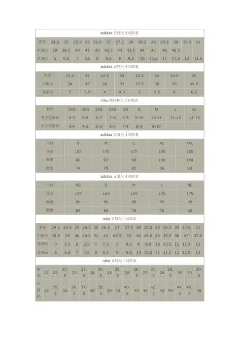 adidas男鞋尺寸对照表| 厘米|24.5|25|25.5|26|26.5|27|27.5|28|28.