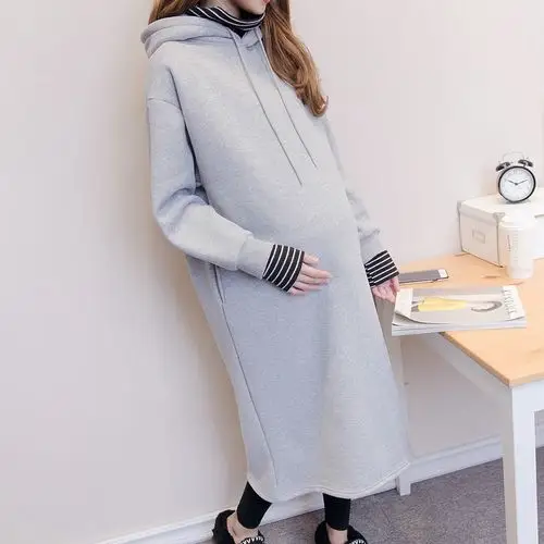 孕妇连衣裙冬装加厚_孕妇装秋冬装新品加绒加厚假两件休闲孕妇长款连