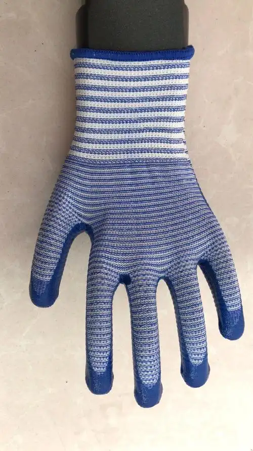 白蓝斑马纹蓝胶丁青手套