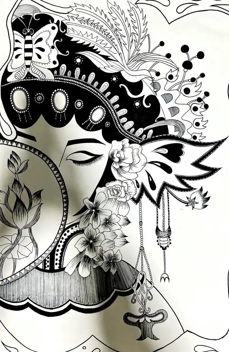 用惯了色彩这次用个纯黑绘画国粹戏曲人