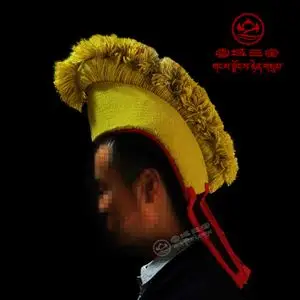 藏传佛教密宗上师喇嘛僧帽辨经鸡冠帽子法帽法会西藏和尚断法帽
