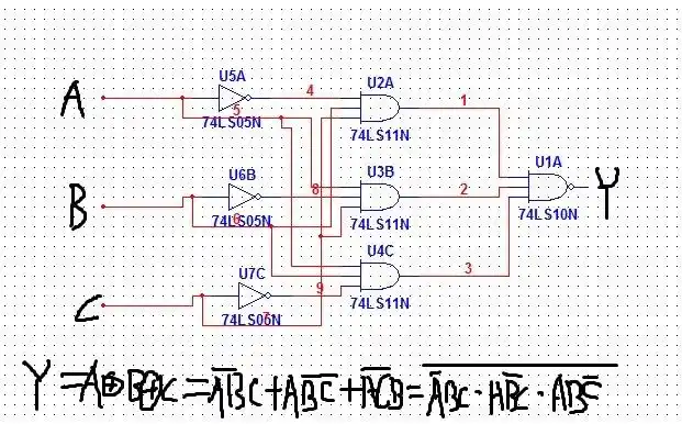 或者用一个三输入与非门和几个与门,非门.