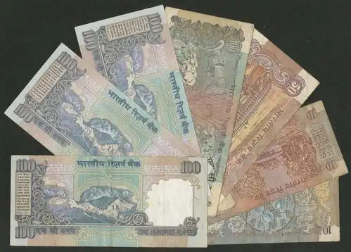 印度10～100卢比共七枚