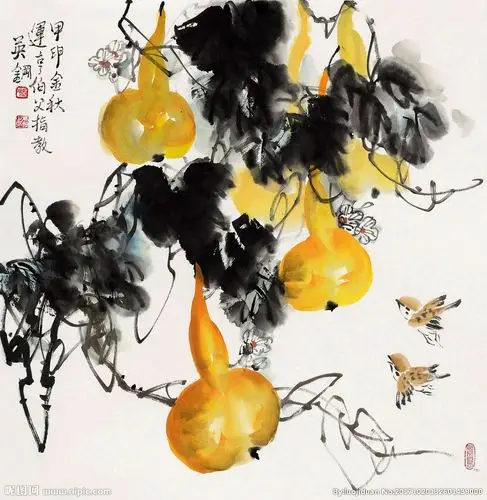 jpg颜色:rgb40共享分×关 键 词:国画 写意画 小品 葫芦 水墨葫芦