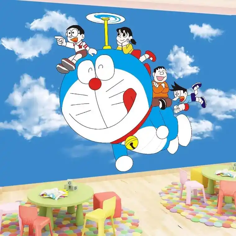 新中式儿童乐园3d背景墙布壁画托管中心卡通5d壁纸 - 抖音