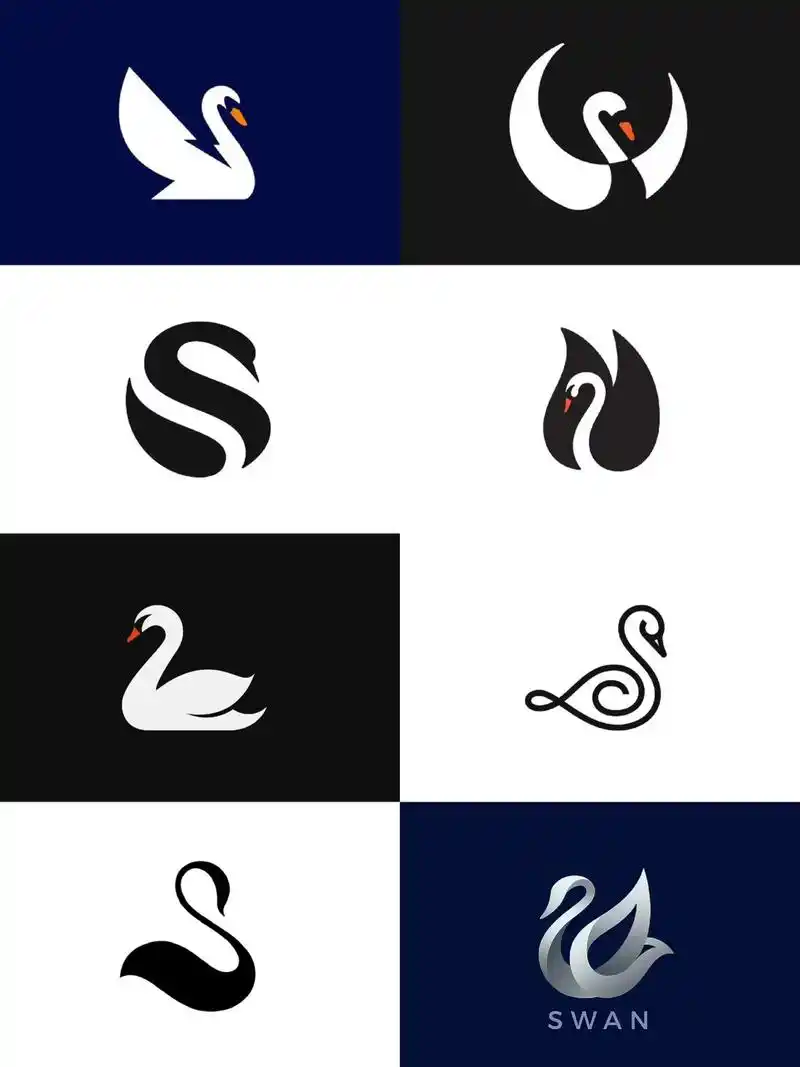 天鹅元素logo设计06.每日看一遍,提高审美,累积灵感,发 - 抖音