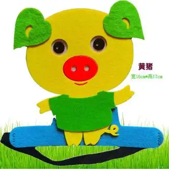 西克里三只小猪头饰道具大灰狼卡通帽子草房子头套头箍儿童装扮演出