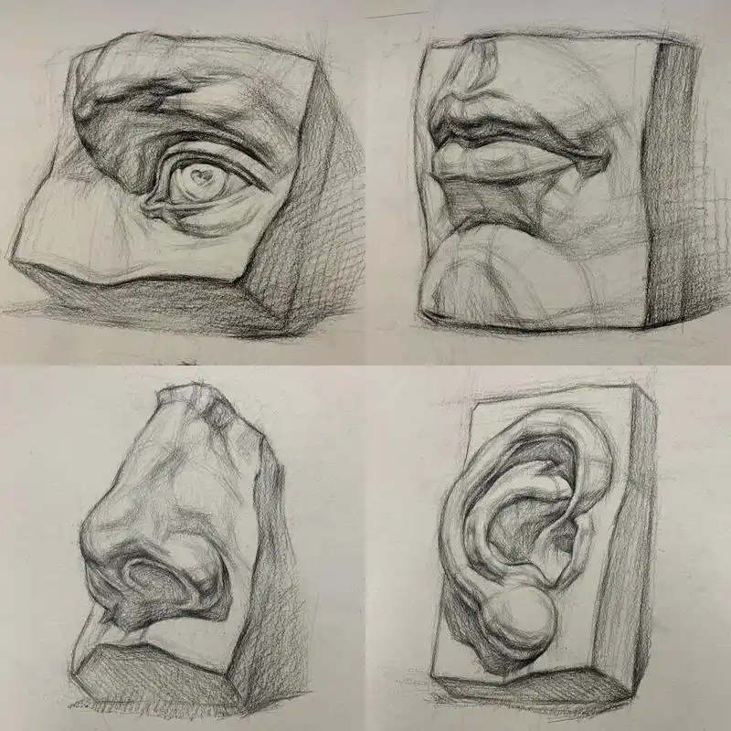 石膏五官结构素描.#一起学画画 #素描 #美术生 #画画 # - 抖音