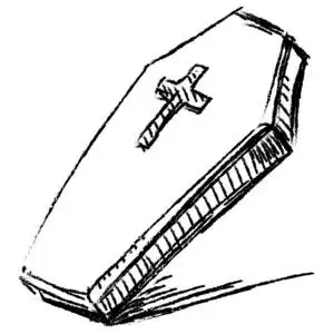 交叉的棺材与隔绝在白纸上.手绘图素描矢量图照片