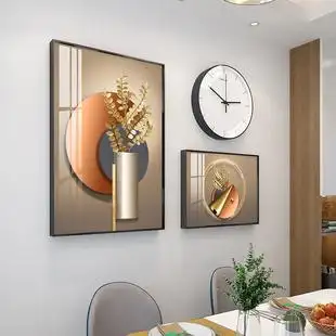 轻奢餐厅装饰画现代简约饭厅晶瓷壁画大气餐桌两联画背景墙挂画