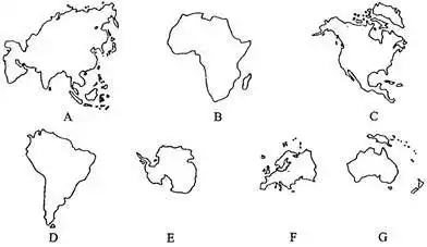 16分读下列七大洲轮廓图回答问题