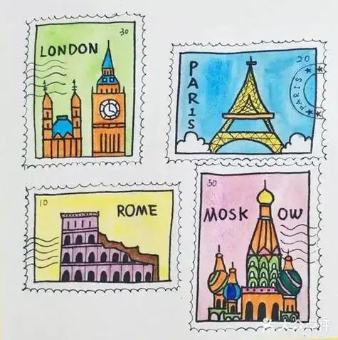 邮票儿童画 邮票儿童画简易图片