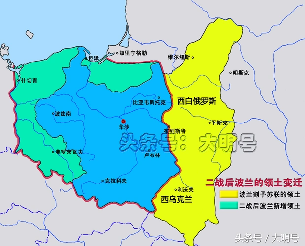 图说波兰领土变迁,17世纪有98万平方公里,现今只有31万平方公里