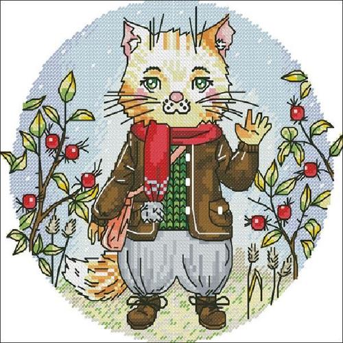 十字绣精准印花套件 早安猫咪可爱卡通动物