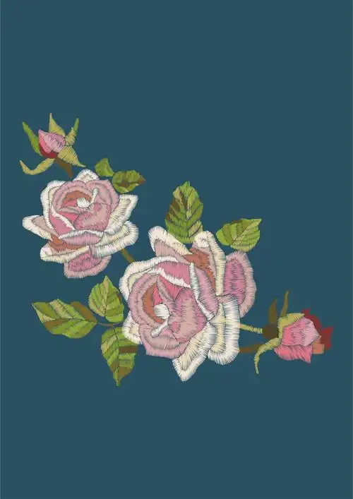 几何粉色牡丹花矢量图服装裁片t恤烫图花型素材