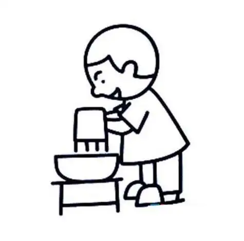 认真洗脸的小孩简笔画儿童刷牙洗脸简笔画刷牙洗脸简笔画洗漱的小男孩