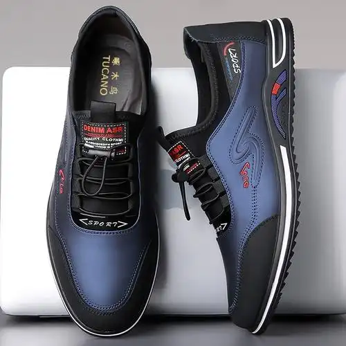 男韩版2024新款男青年软底潮鞋运动鞋啄木鸟男鞋休闲皮鞋百搭男士