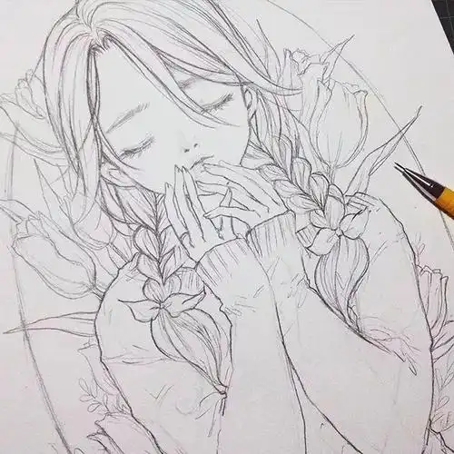 16岁二次元少女用铅笔描绘灵动的67动漫人物