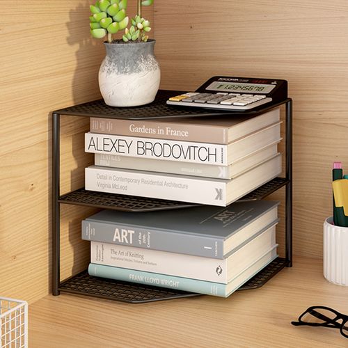 转角书架桌面收纳置物架角落书桌上三角书柜办公室墙角拐角整理架