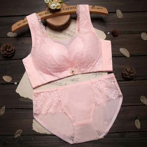 慕子家 无钢圈聚拢抹胸防走光文胸套装