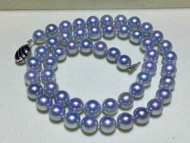 日本5a级akoya银灰透蓝真多麻珍珠项链天然海水珍珠项链独特气质