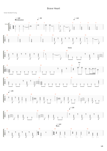 数码宝贝 - brave heart吉他谱